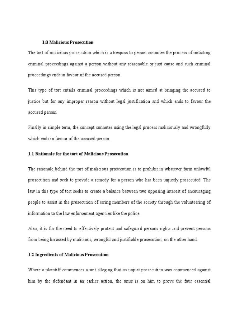 Malicious Prosecution Overview | PDF