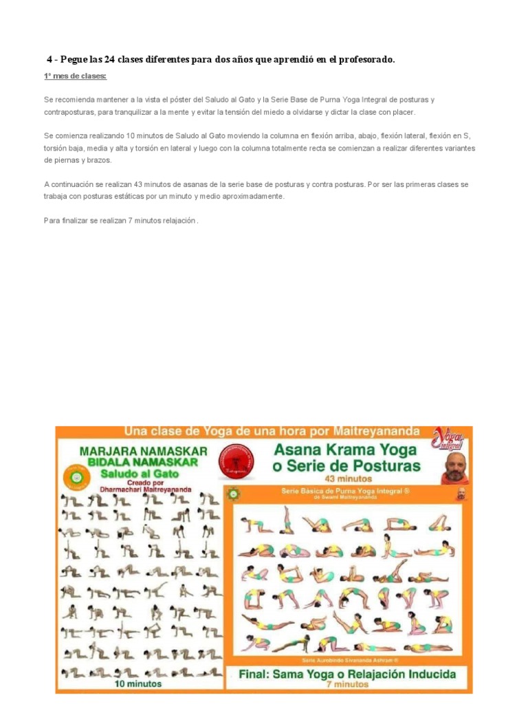 Clases de Yoga Integral y Secuencias | PDF | Yoga | Asana
