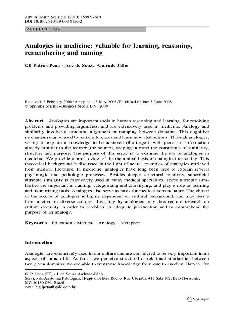 2010 Analogies in Medicine. Valuable For Learning Reasoning Remembering ...