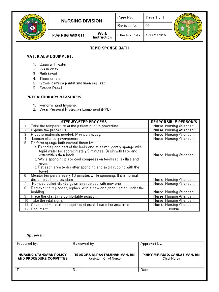 New 011 Tepid Sponge Bath Download Free PDF Nursing Health Sciences