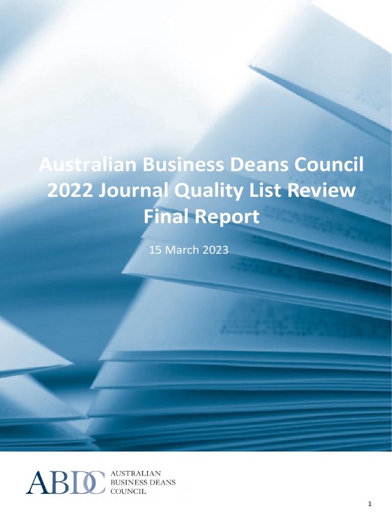 ABDC 2022 Journal Quality List Review Report 150323 | PDF 