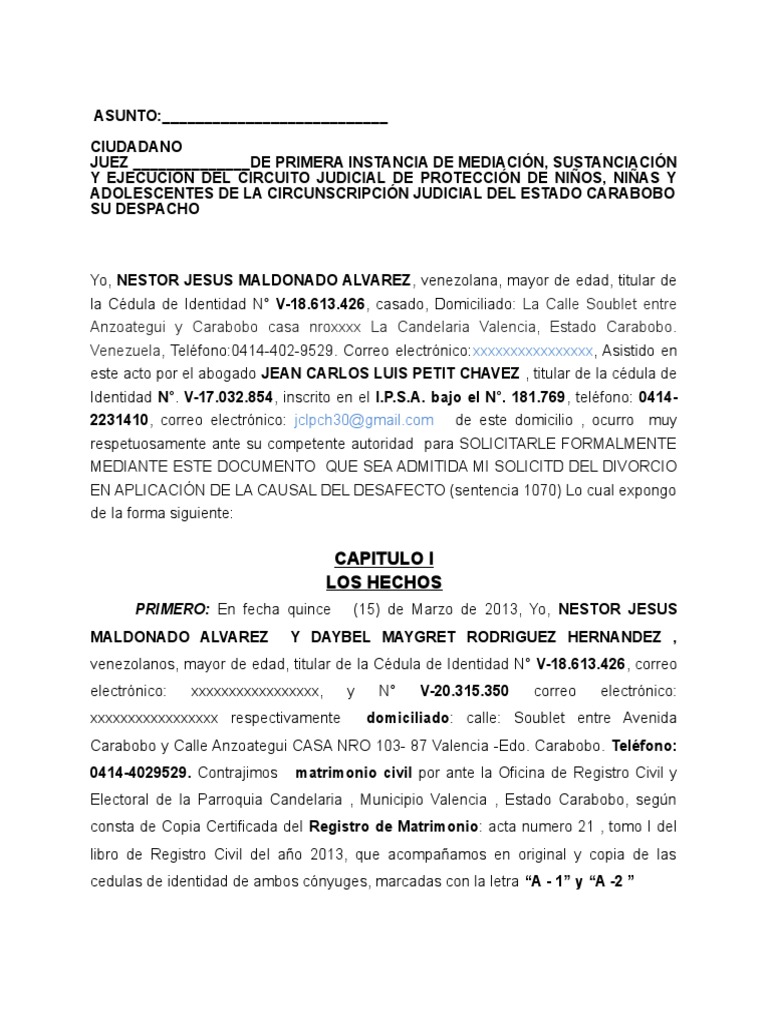 Divorcio Por Desafecto Especial | Descargar gratis PDF | Divorcio