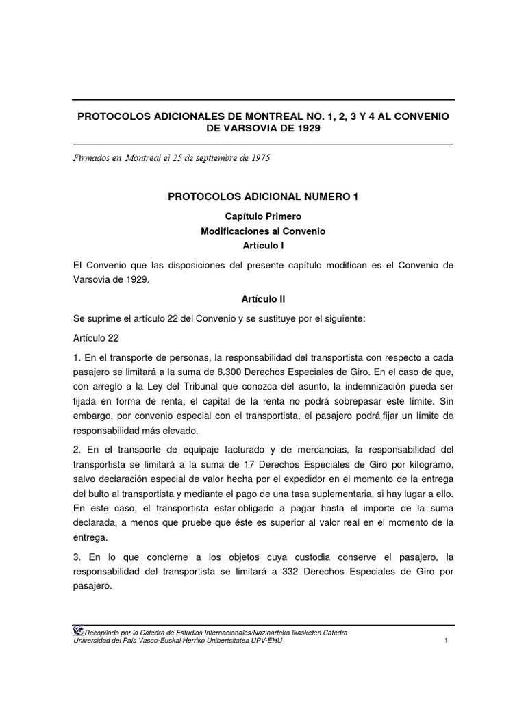 Copia de Protocolo Montreal 1975 - Sist Varsovia | PDF | Tratado | Moneda