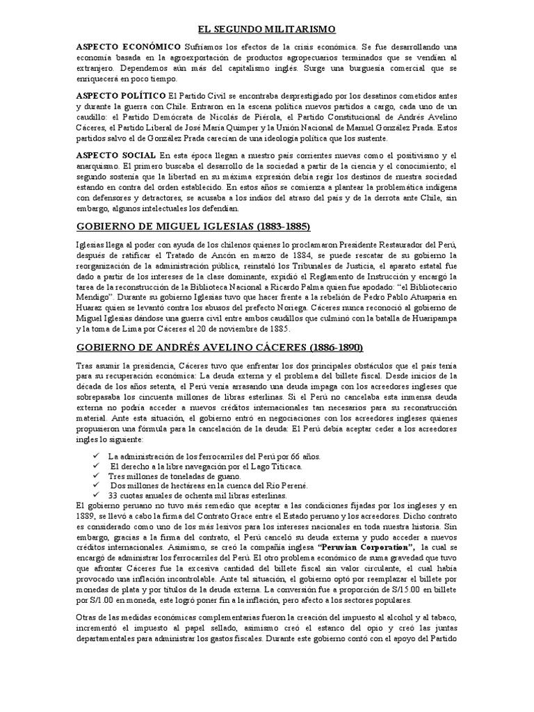 Segundo Militarismo en el Perú: Economía y Política | PDF | Perú