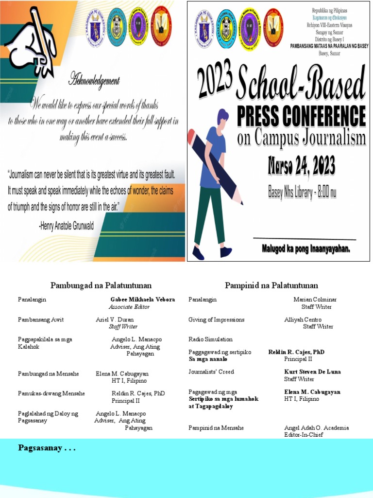 Final Prog School Based Press Conference | PDF