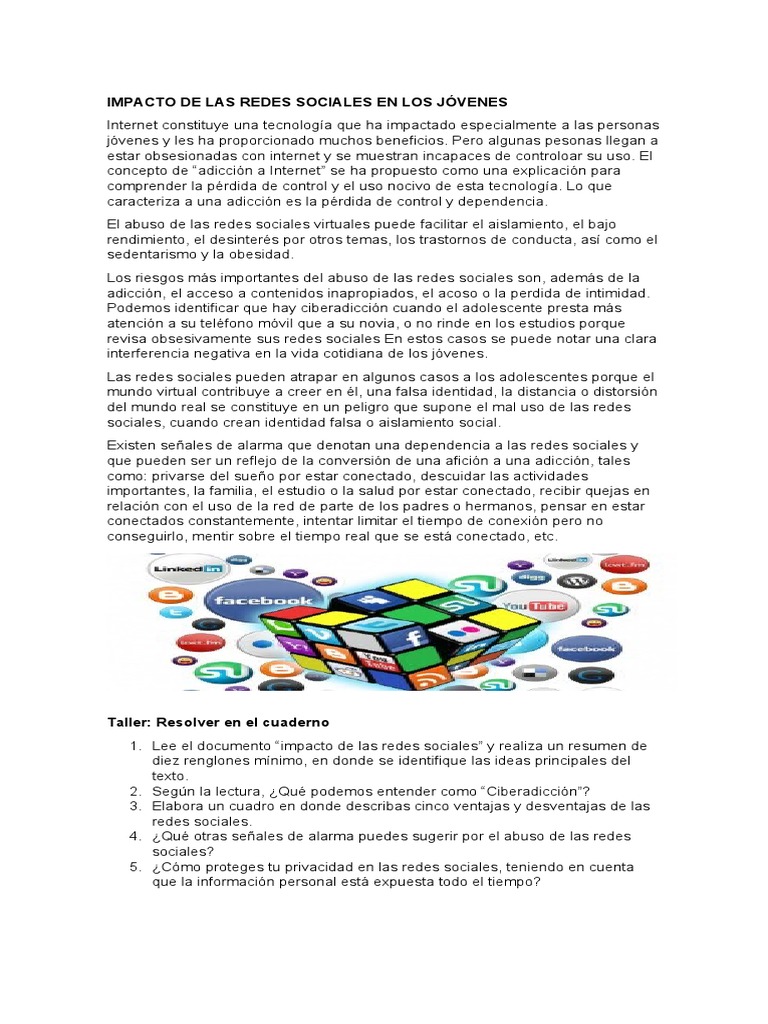 Impacto de Las Redes Sociales en Los Jóvenes | Descargar gratis PDF ...