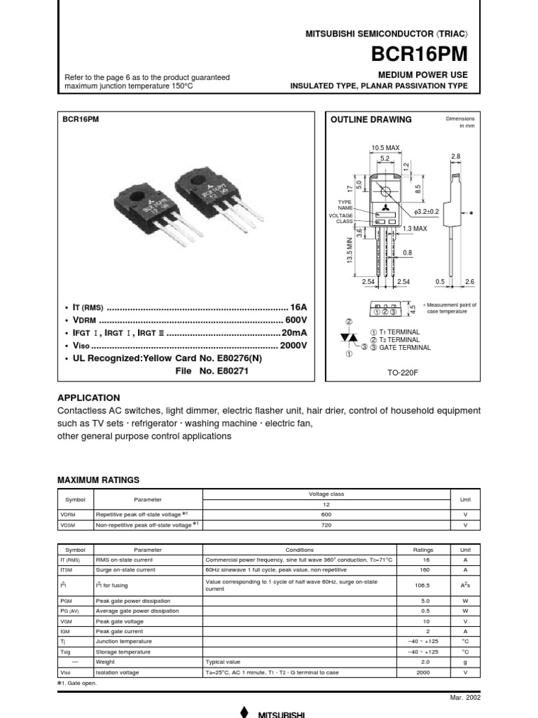 BCR16PM | Download Free PDF | Electrical Resistivity And Conductivity ...