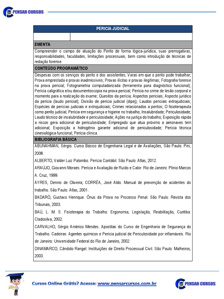 0 Conteudo Programatico Ementa-Pericia-Judicial | PDF | Testemunha ...
