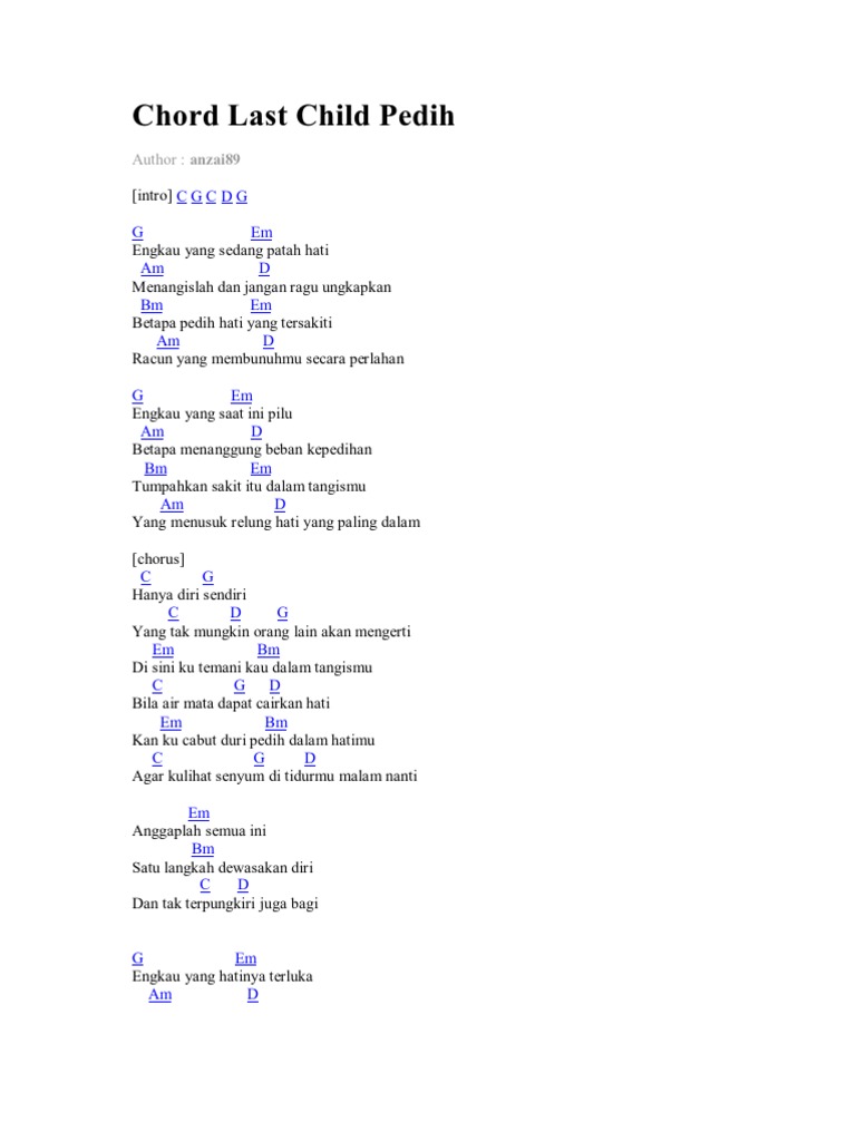 Chord Last Child Pedih Pdf