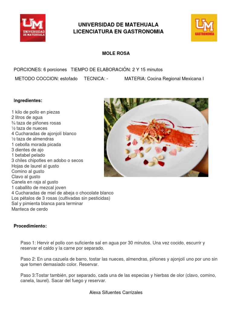 Receta de Mole Rosa Tradicional | PDF