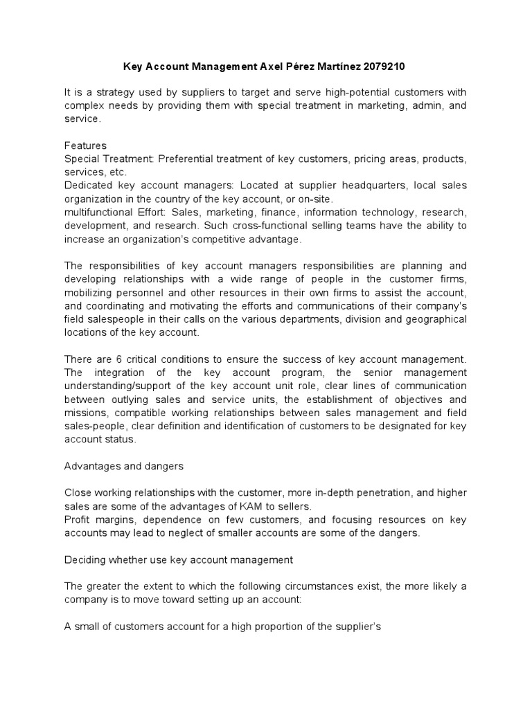 Key Account Axel Pérez Odt PDF Sales Supply Chain