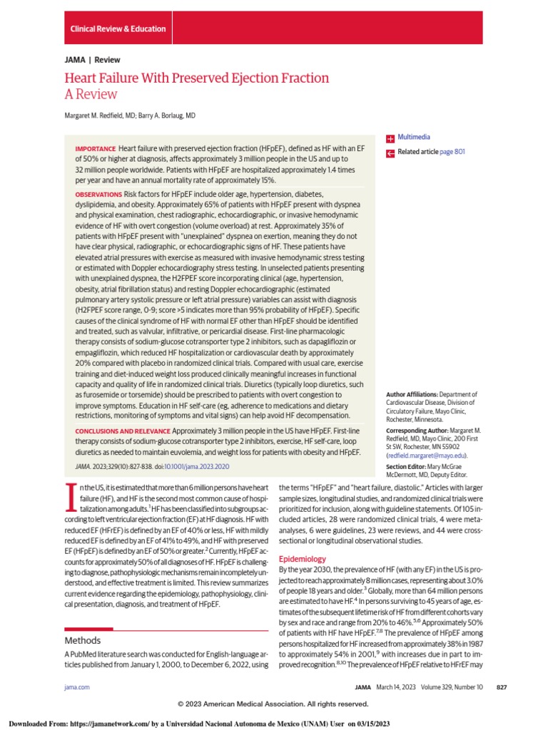 Heart Failure With Preserved Ejection Fraction - JAMA (2023) | PDF ...