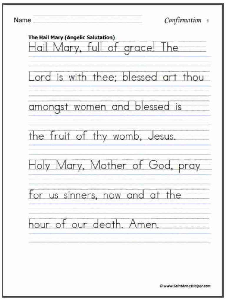Sample Confirmation Handwriting Worksheets - Jpeg | PDF