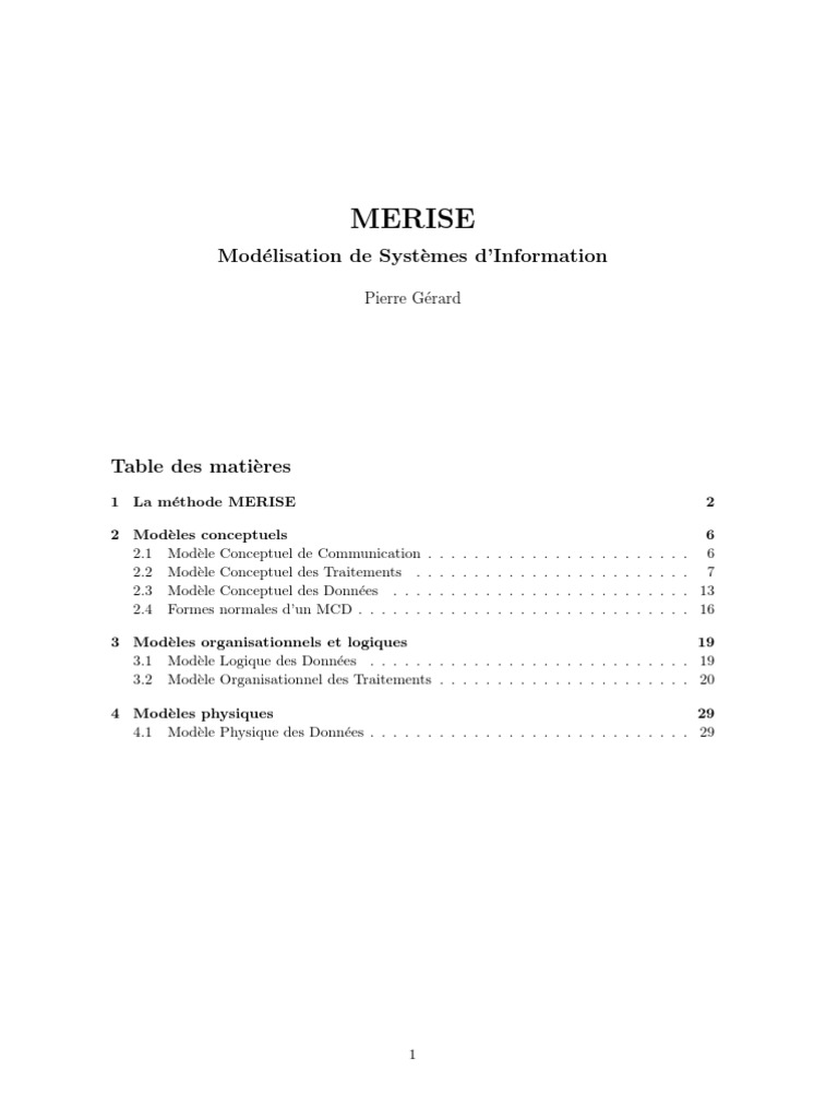 Introduction à la méthode MERISE | PDF | Informatique | Base de données ...