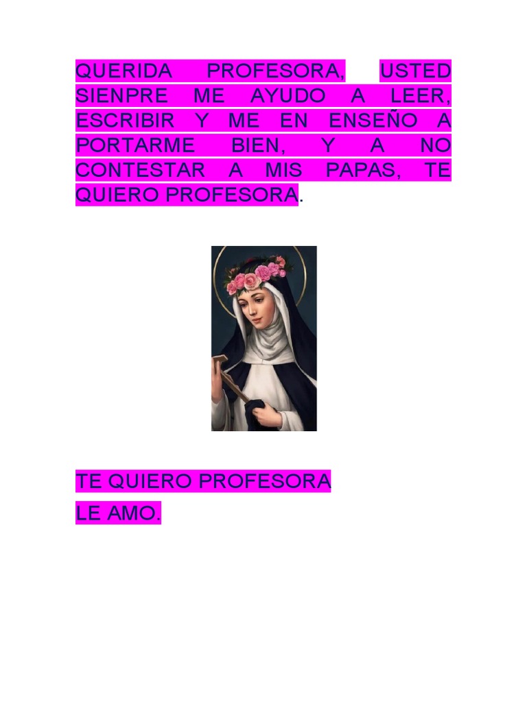 Carta de Agradecimiento a Profesora | PDF