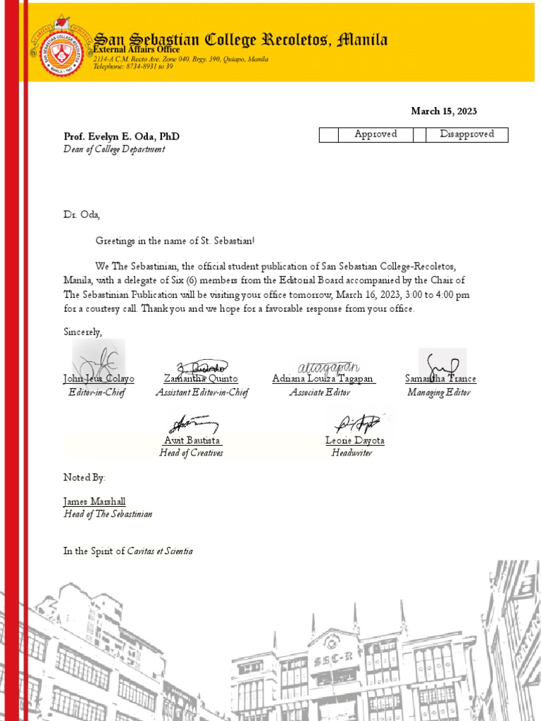 Courtesy Call Request to Dean Oda | PDF