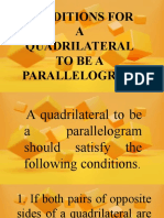 Conditions for a Quadrilateral to be a Parallelogram