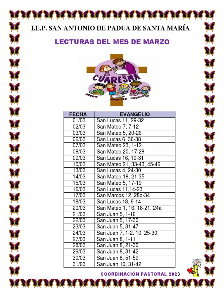 Lecturas Marzo 2023Pastoral PDF