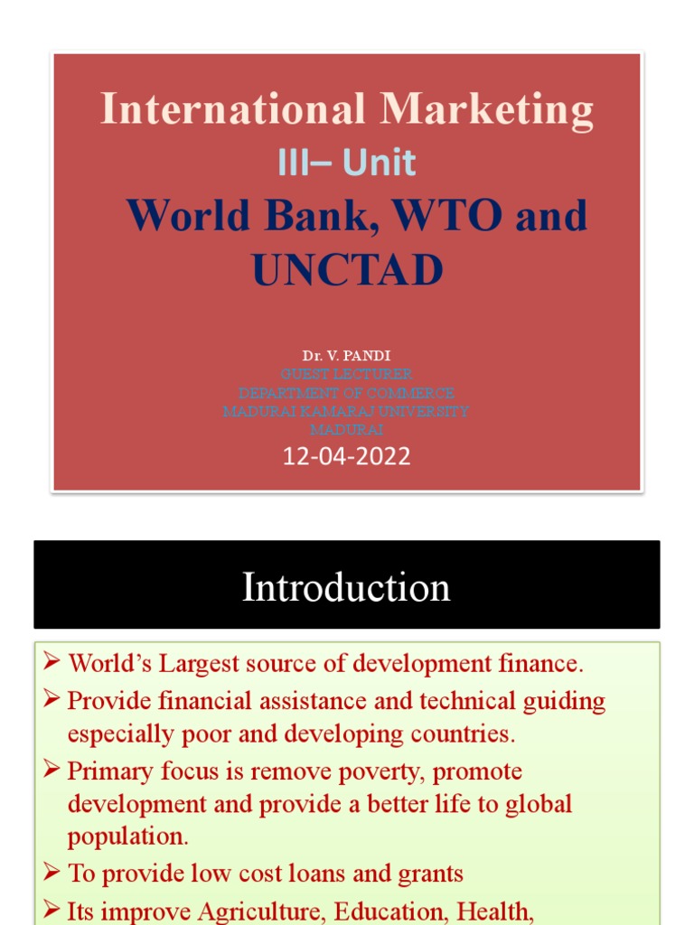 World Bank, WTO and UNCTAD | PDF