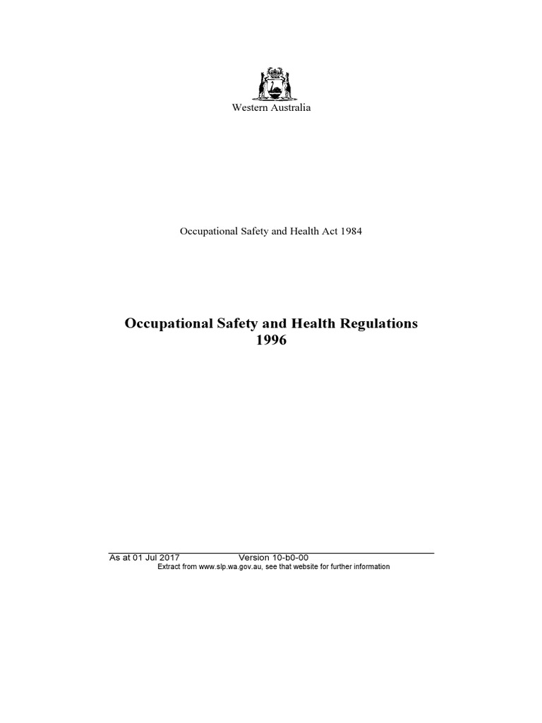 Occupational Safety and Health Regulations 1996 (10b000) PDF