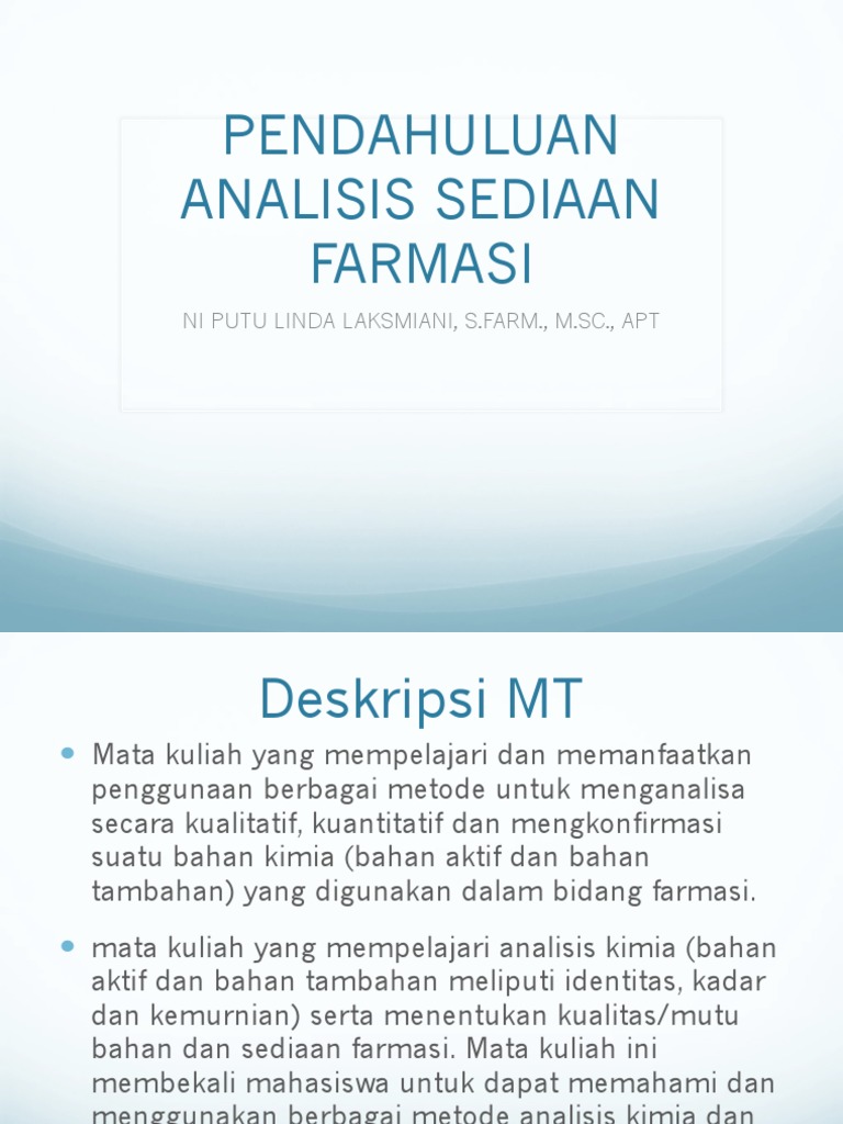 Metode Analisis Sediaan Farmasi | PDF