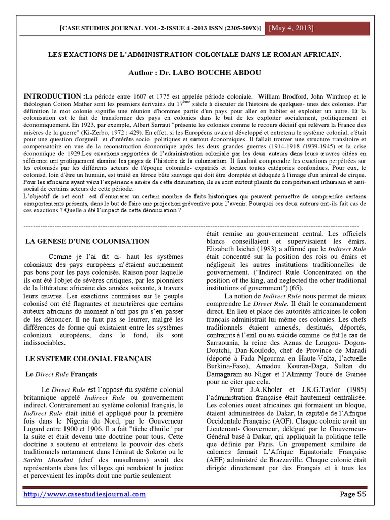 Exactions de l'Administration Coloniale | PDF | Colonisation | Colonialisme