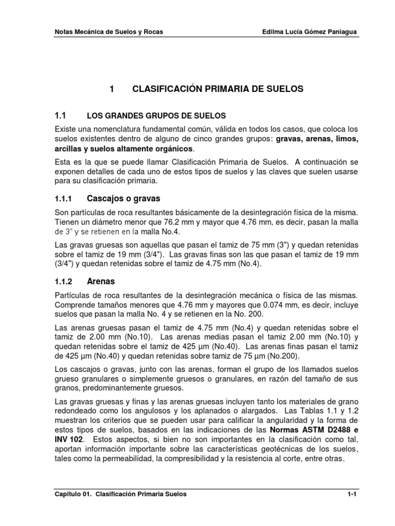 Capitulo 01. Clasificación Primaria de Los Suelos | PDF | Mecánica de ...