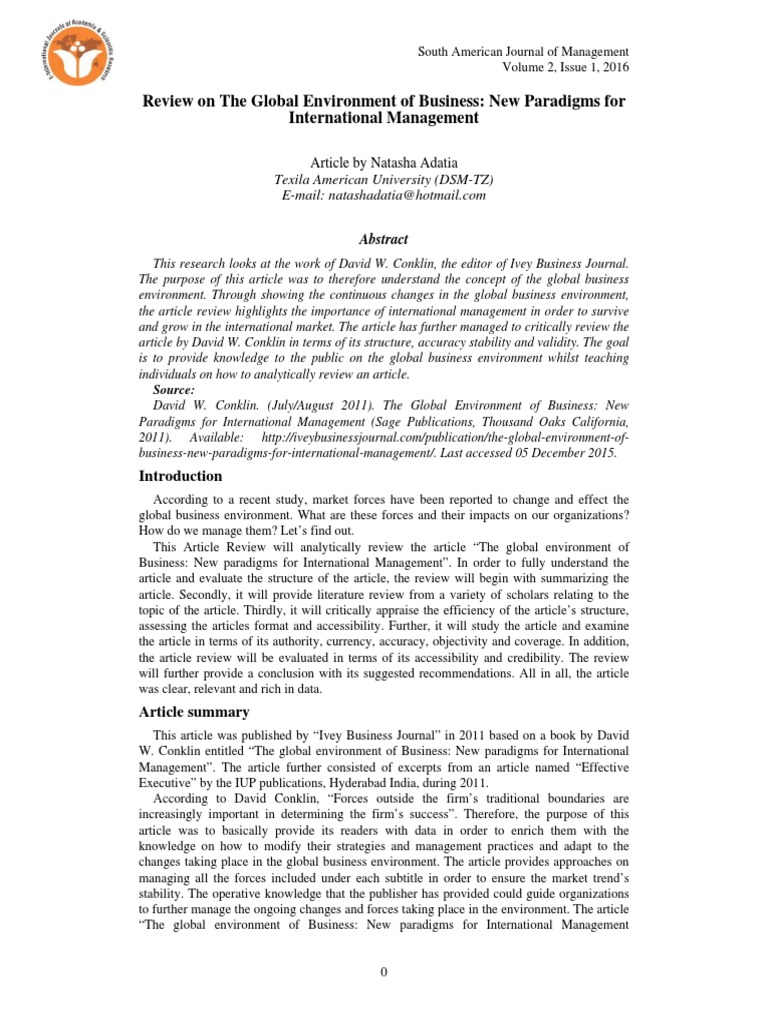 Management - Vol 2 - Issue 1 - Article - 1 | PDF | Market (Economics ...