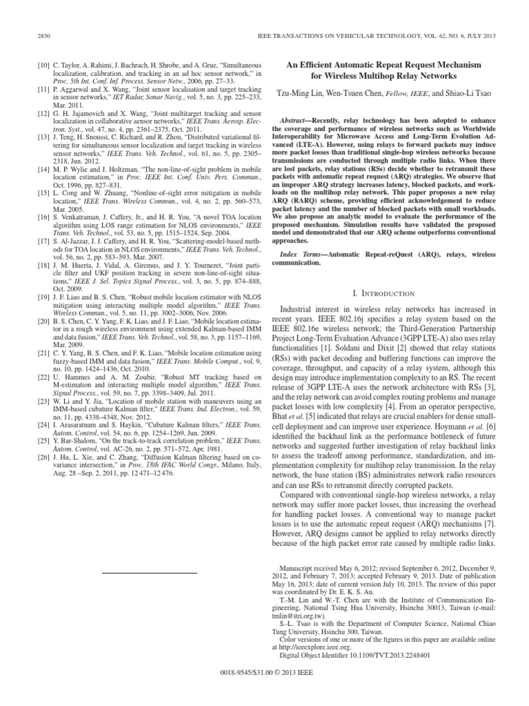 An efficient automatic repeat request mechanism for wireless multi hop