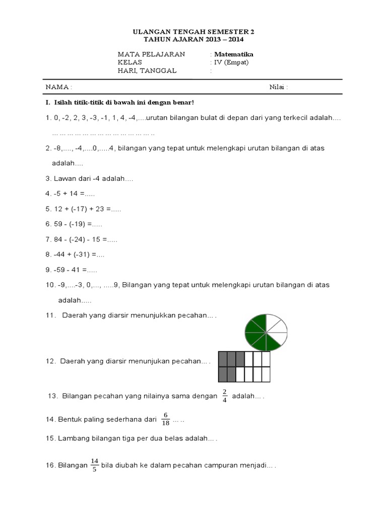 Soal Matematika Kelas 4 Pdf