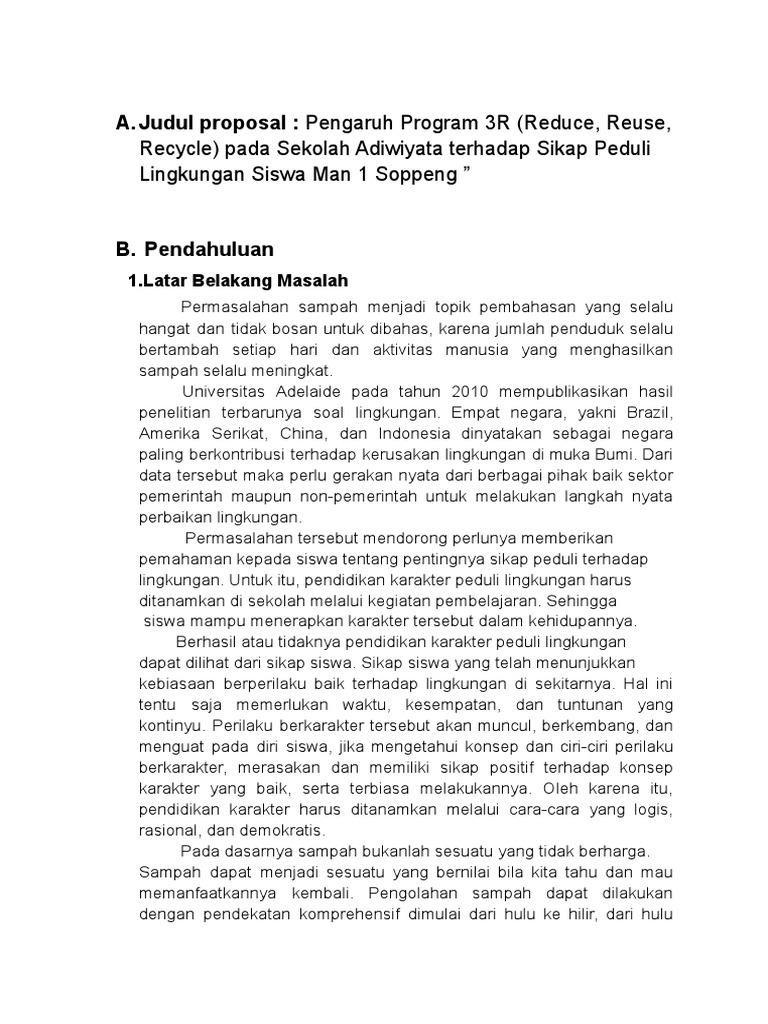 Pengaruh Program 3R pada Siswa MAN 1 Soppeng | PDF | Karier ...