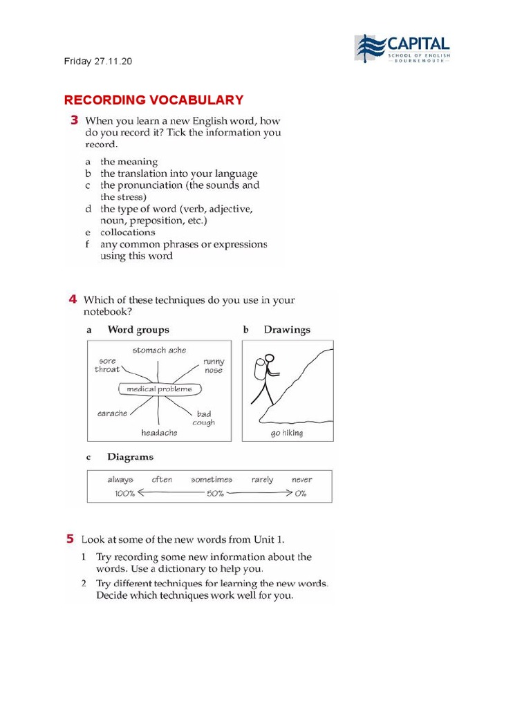 Recording vocabulary Friday 27.11.20 PDF