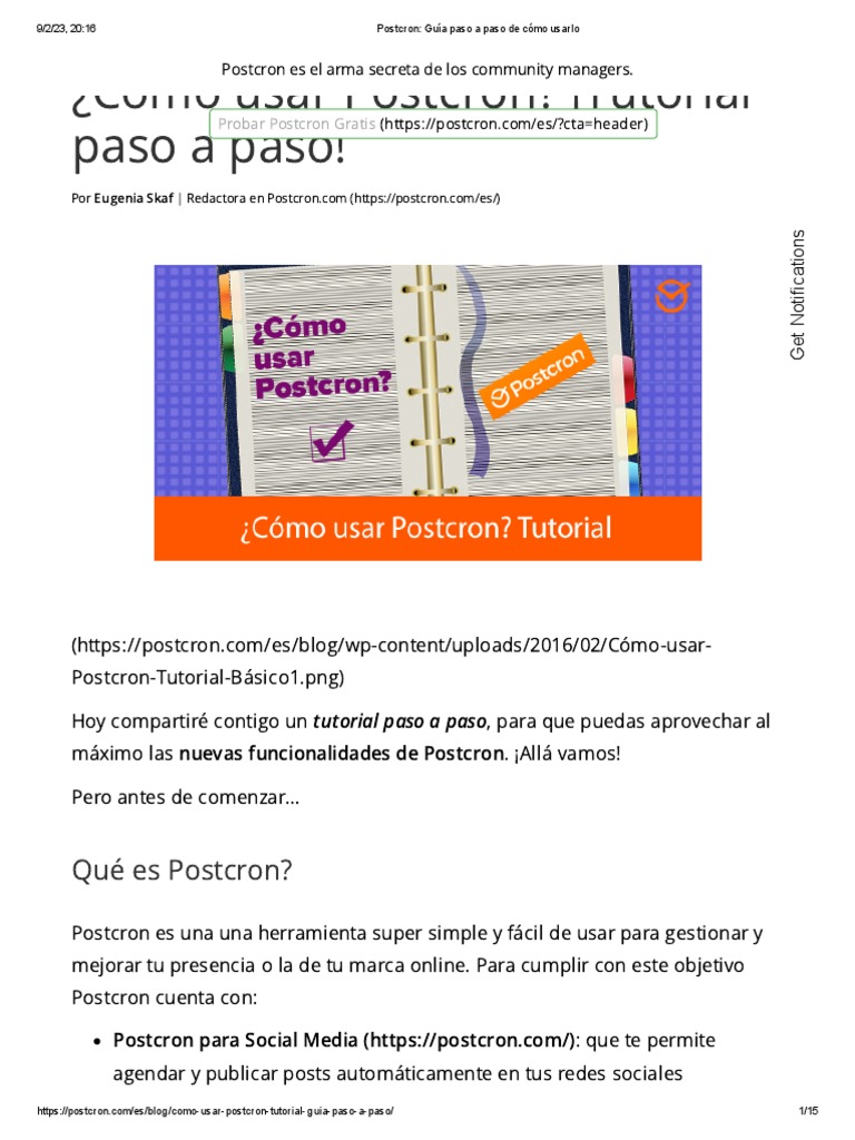 Postcron - Guía Paso A Paso de Cómo Usarlo | PDF | Youtube | Facebook