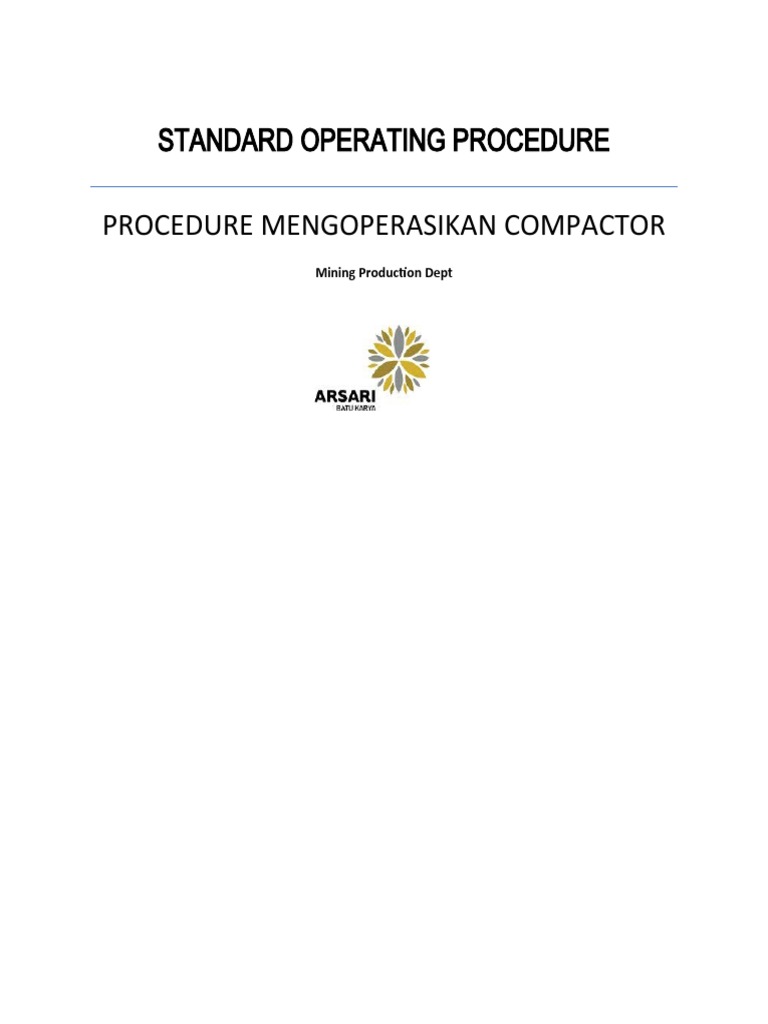 Prosedur Operasi Compactor Tambang | PDF | Bisnis | Teknologi & Rekayasa