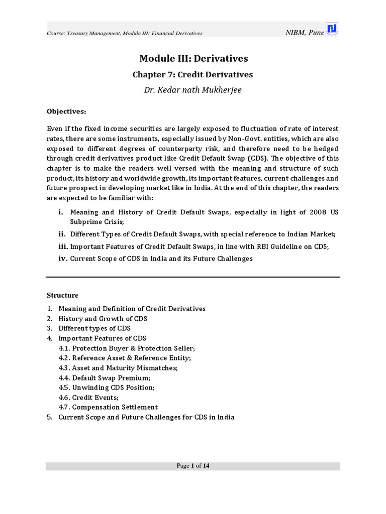 Understanding Credit Derivatives in India | PDF | Credit Default Swap ...