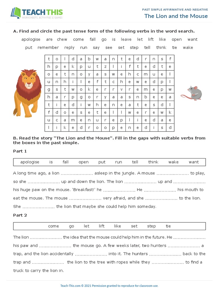 The Lion and The Mouse 3 4 | PDF | Linguistic Morphology | Language ...