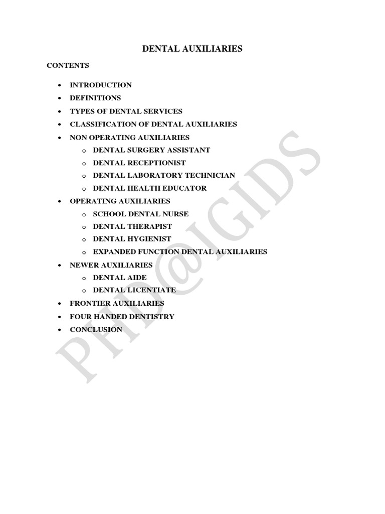 Dental Auxiliaries PDF Dentistry Dental Hygienist
