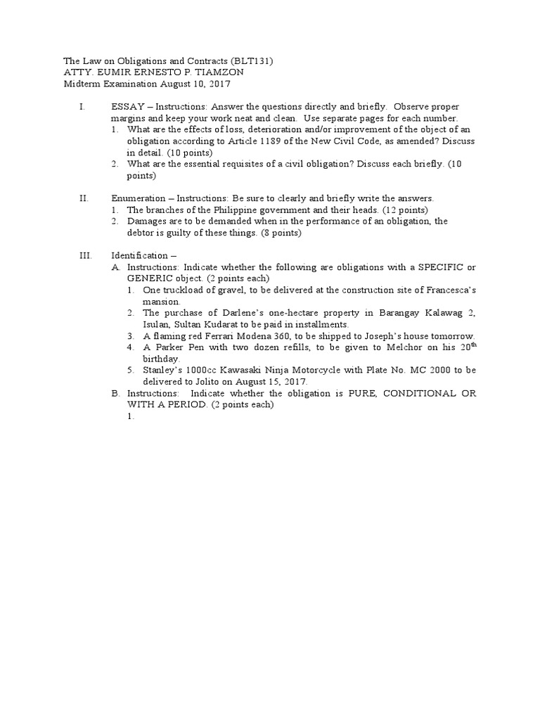 Enumeration Instructions for Midterm Exam | PDF