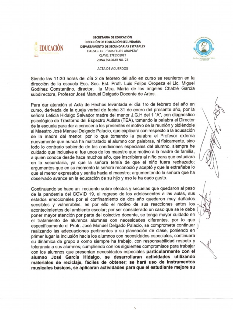 Acta de Acuerdo | PDF