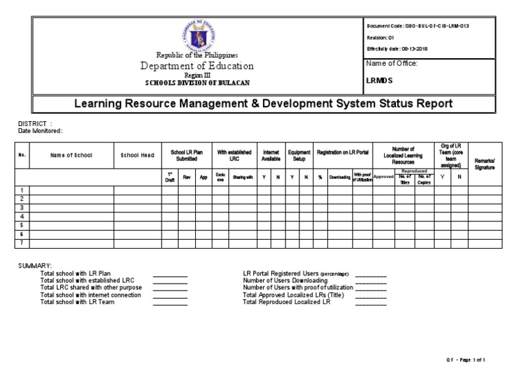 REVISED 01.30.2020 LRM FORM 13 LRMDC STATUS REPORT - Newdocx | PDF ...