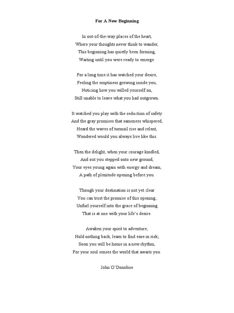 For A New Beginning John O'Donohue PDF