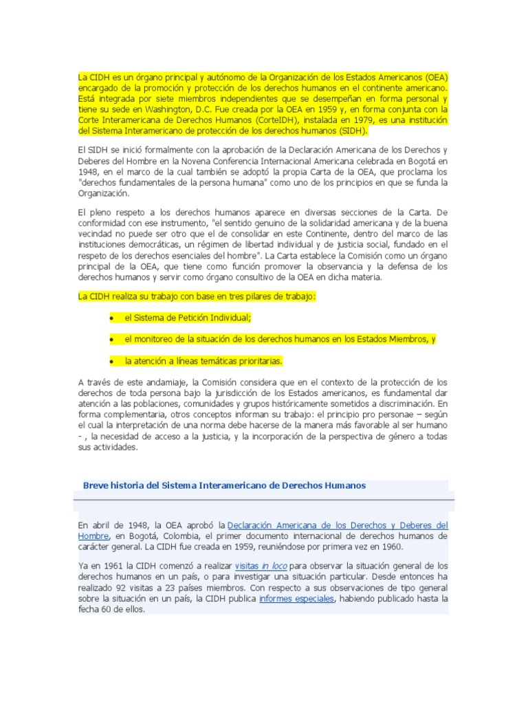La CIDH - COMISION INTERAMERICANA DE DERECHOS HUMANOS | PDF | Convenio ...