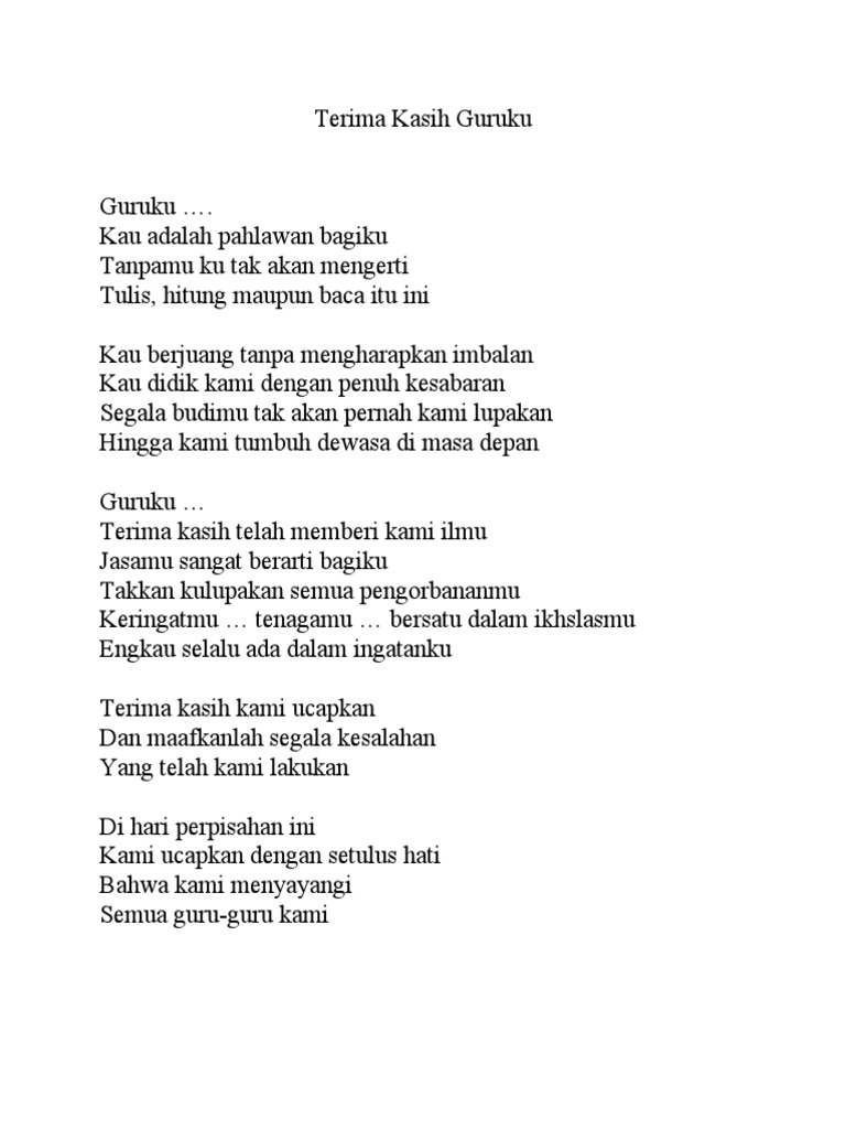 Terima Kasih Guruku | PDF