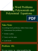 Solving Word Problems Involving Polynomials and Polynomial Equations