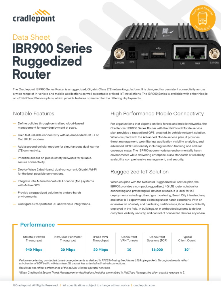 Ibr900 Data Sheet | PDF | Virtual Private Network | Internet Of Things