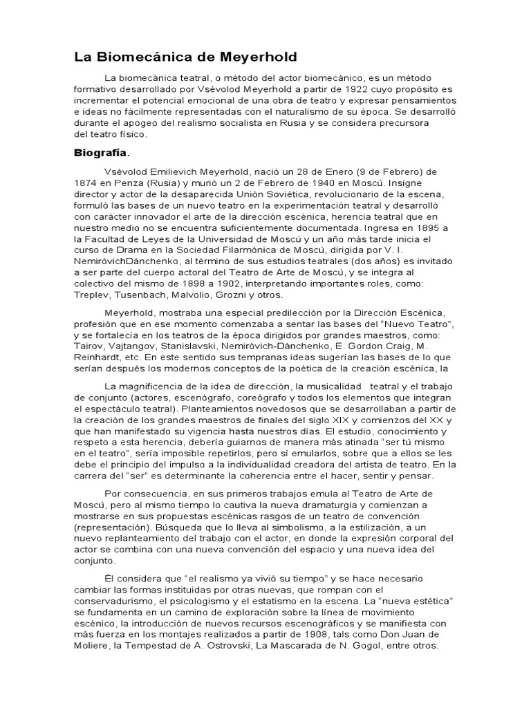 Biomecánica Meyerhold | PDF | Teatro