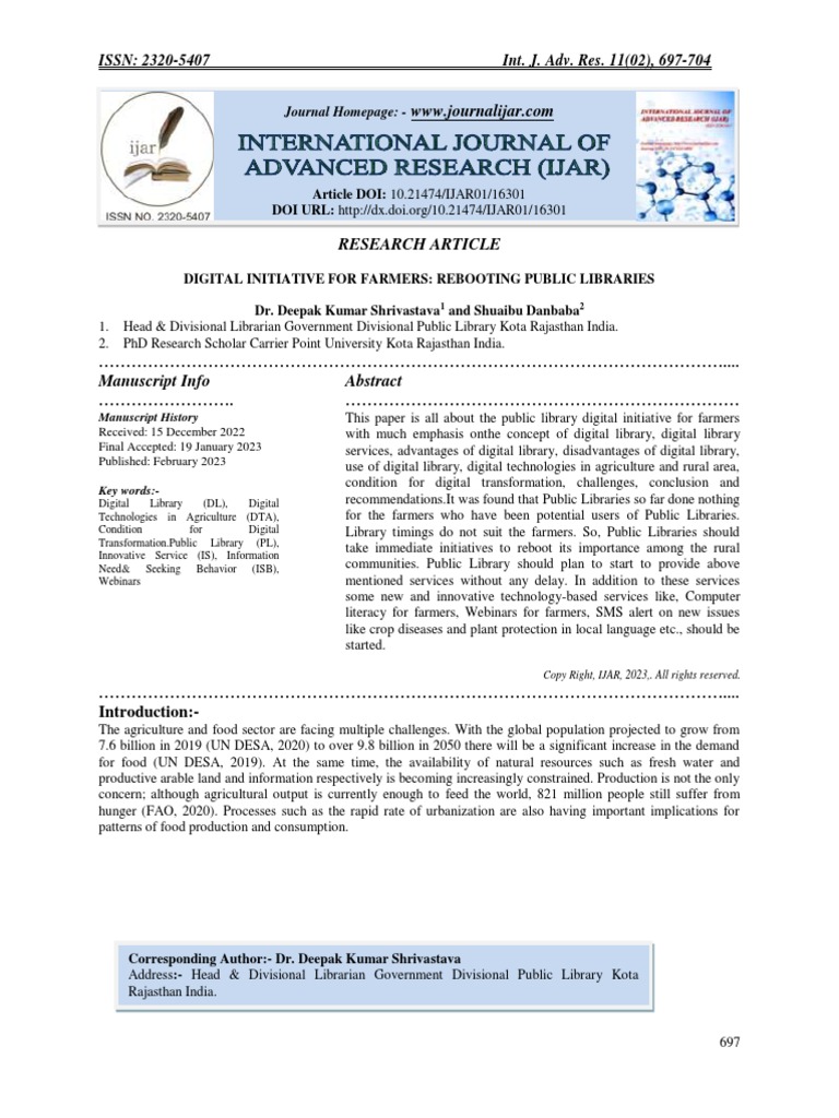 Digital Initiative For Farmers Rebooting Public Libraries PDF