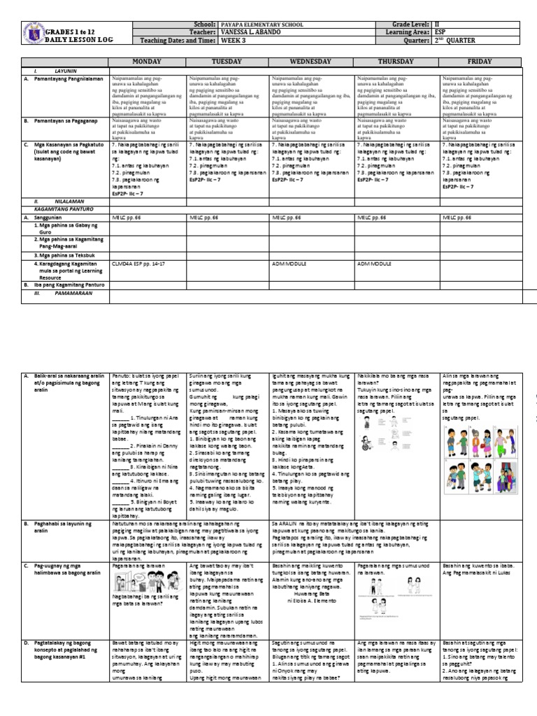 01ESP-2nd Quarter Week 3 | PDF