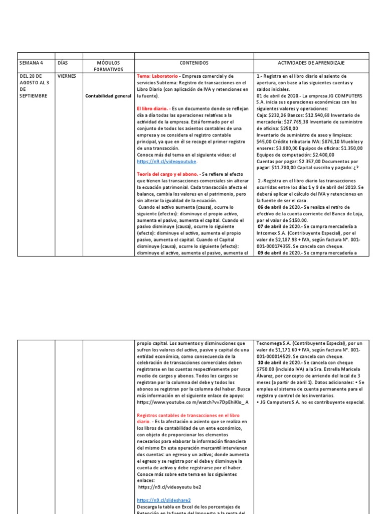 Contabilidad General Semana 4 Pdf Contabilidad Dinero