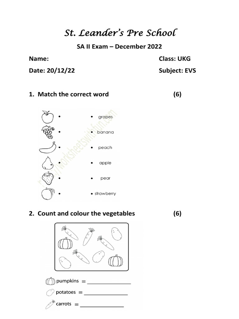 Evs Ukg Worksheet PDF Social Science Home Garden